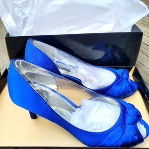 Royal Blue satin dress heels formal